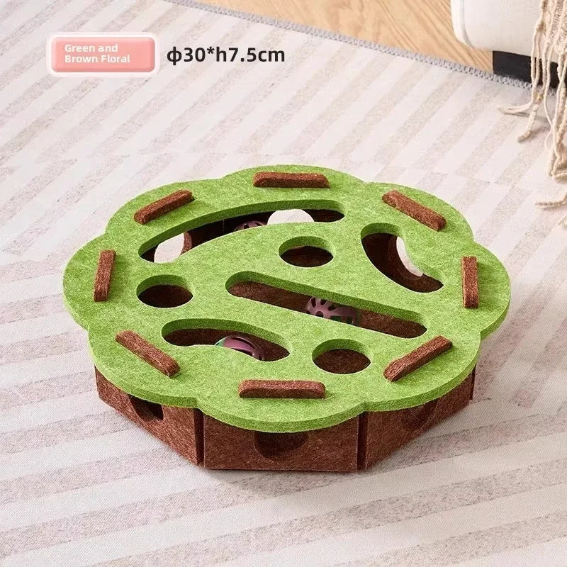 Felt Puzzle Box Cat Toy - Interactive Ball Hunting Game