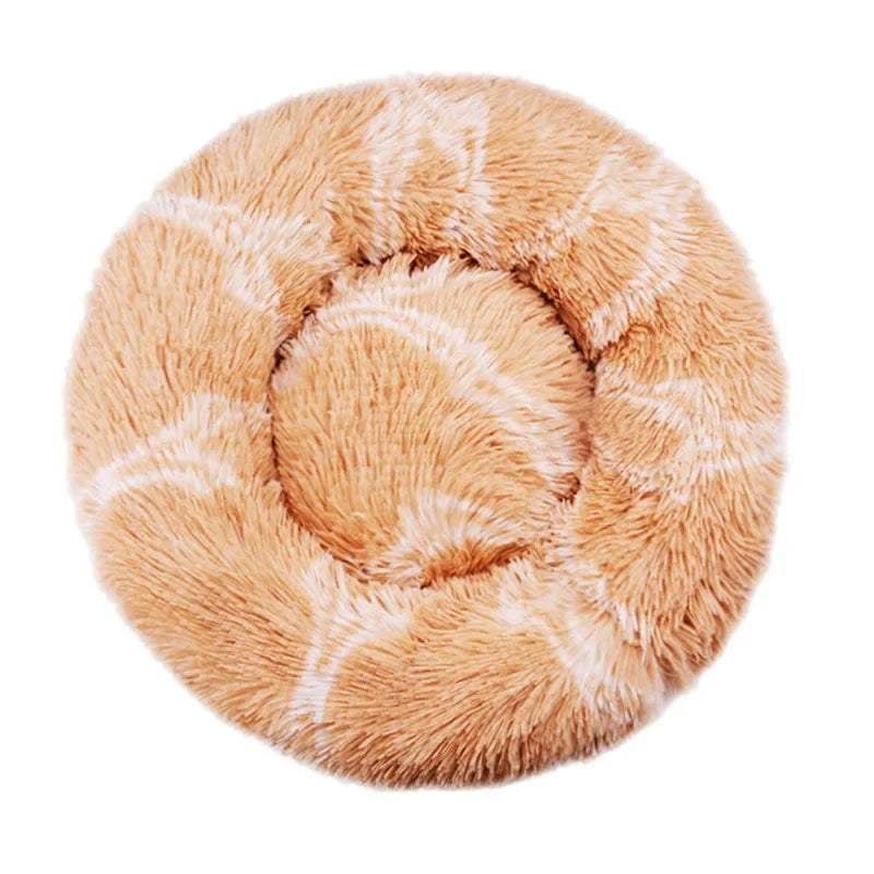 Round Plush Dog & Cat Bed House - Warm Winter Cave, 6 Sizes