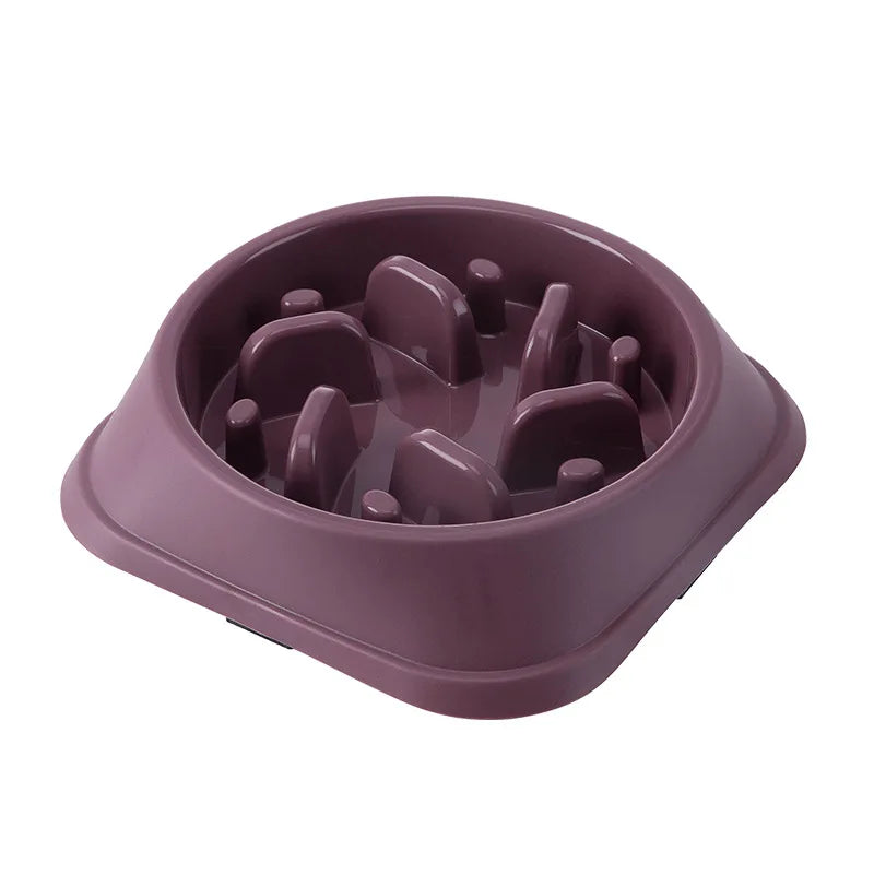 Round Non-Slip Slow Feed Bowl for Cats & Dogs - Anti-Choking Design