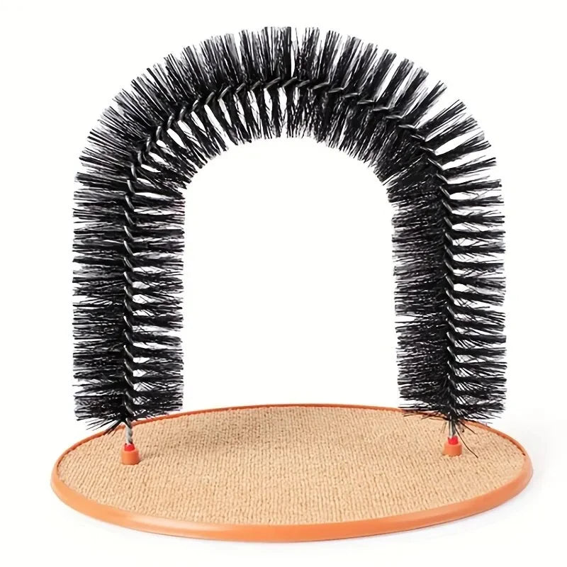 Cat Self-Groomer Arch - Corner Massage Brush with Scratch Pad