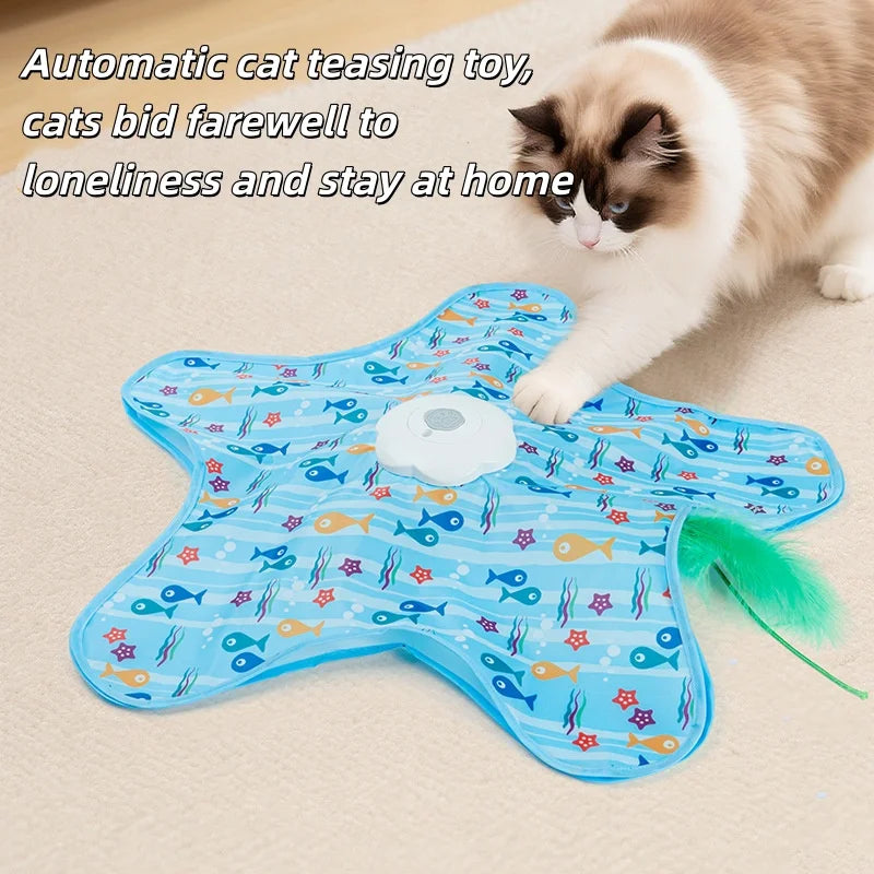 Interactive Cat Scratcher Carpet - Star-Shaped Hunting Toy with Teaser