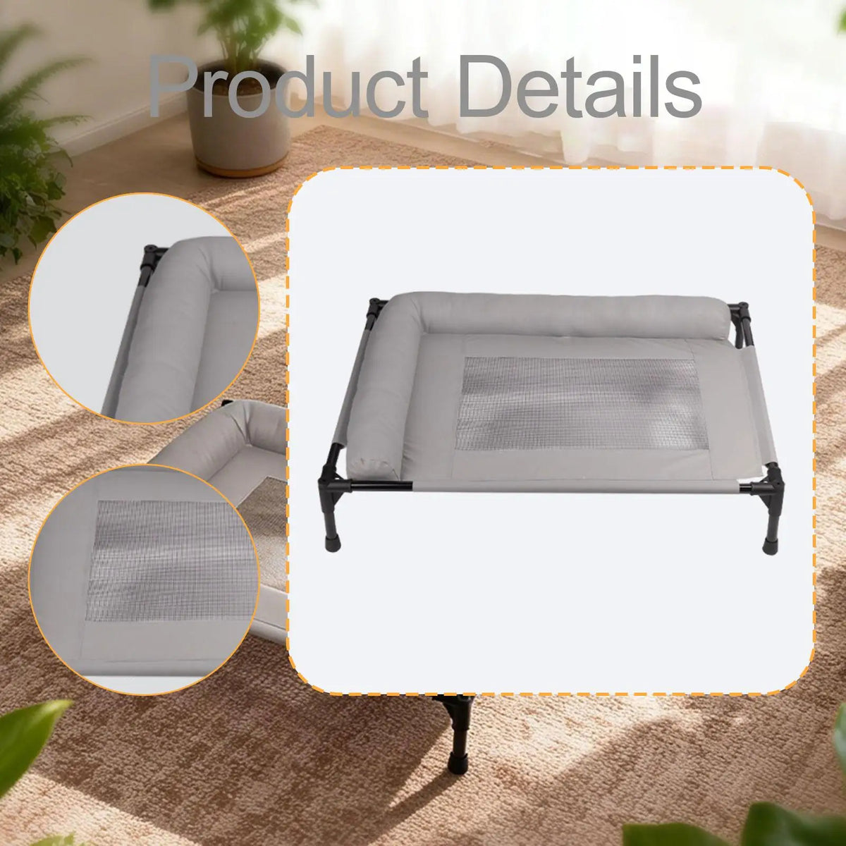 Elevated Metal Frame Pet Cot - Heavy-Duty Indoor/Outdoor Bed