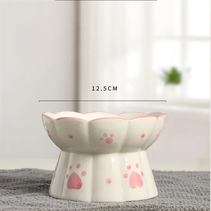 Elevated Ceramic Pet Food Bowl Set - Raised Feeder for Cats & Small Dogs