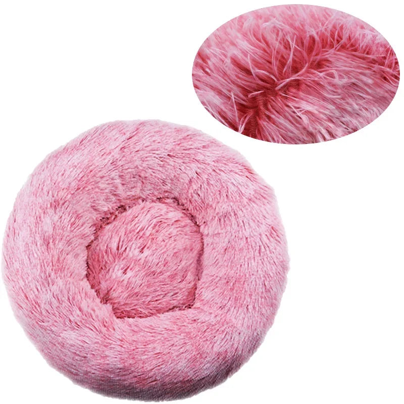Round Plush Dog & Cat Bed House - Warm Winter Cave, 6 Sizes