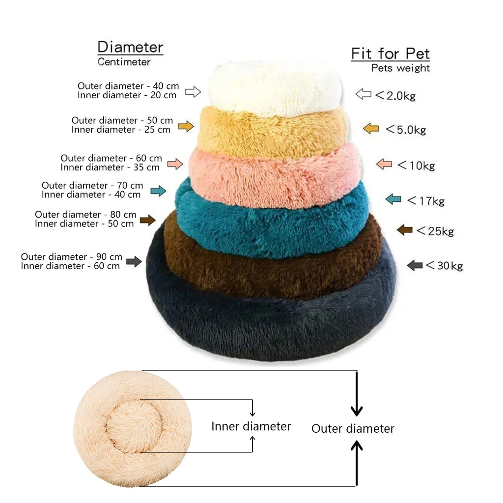 Round Plush Dog & Cat Bed House - Warm Winter Cave, 6 Sizes