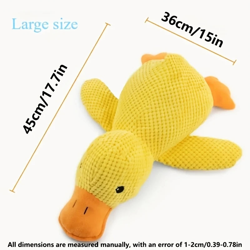 Yellow Duck Plush Dog Toy - Bite Resistant Squeaky Chew Toy for Small & Medium Dogs