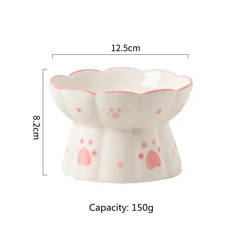 Elevated Ceramic Pet Food Bowl Set - Raised Feeder for Cats & Small Dogs
