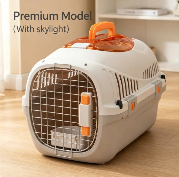 Airline-Approved Pet Travel Crate - Anti-Stress Carrier with Top Window
