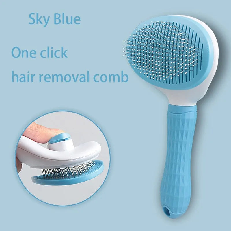 One-Click Pet Hair Remover Brush - Deshedding Comb for Dogs & Cats