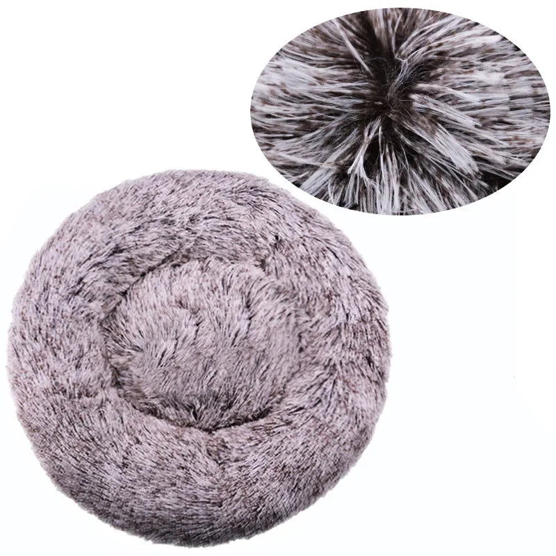 Round Plush Dog & Cat Bed House - Warm Winter Cave, 6 Sizes