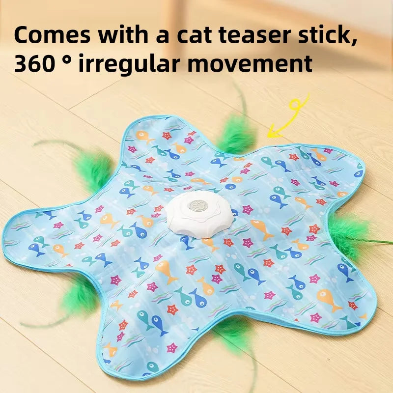 Interactive Cat Scratcher Carpet - Star-Shaped Hunting Toy with Teaser