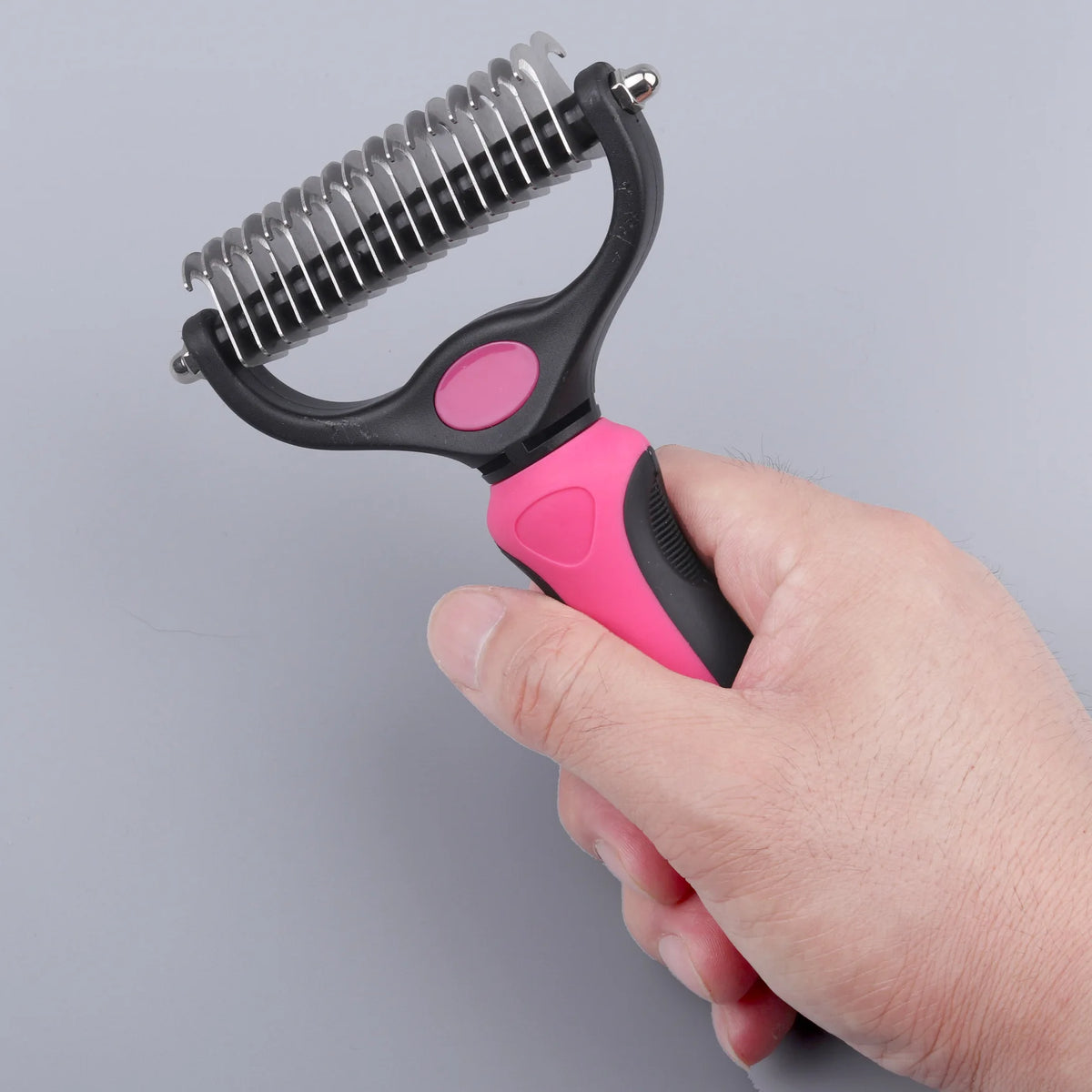 Double-Sided Pet Grooming Rake - Pro Shedding Brush for Dogs & Cats