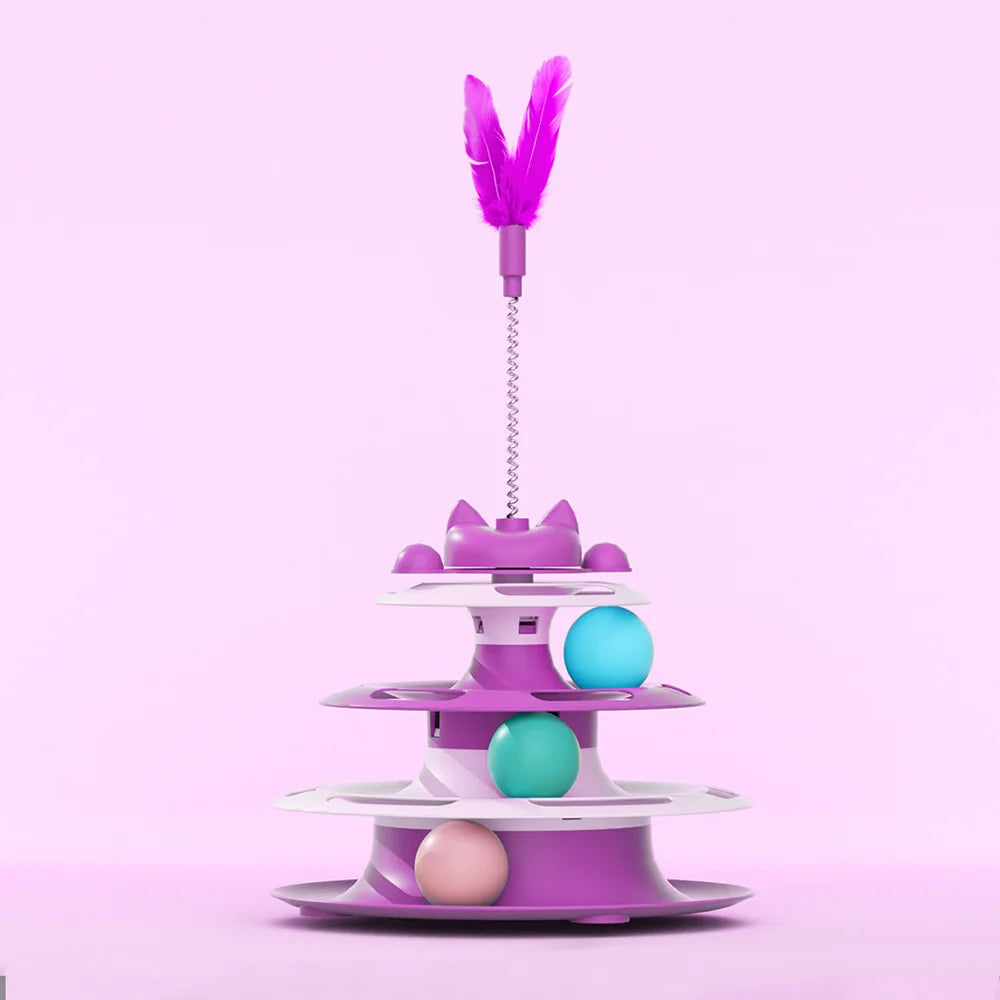 Interactive Turntable Cat Toy with Teaser Wand & Balls - Anti-Boredom Toy for Kittens & Cats
