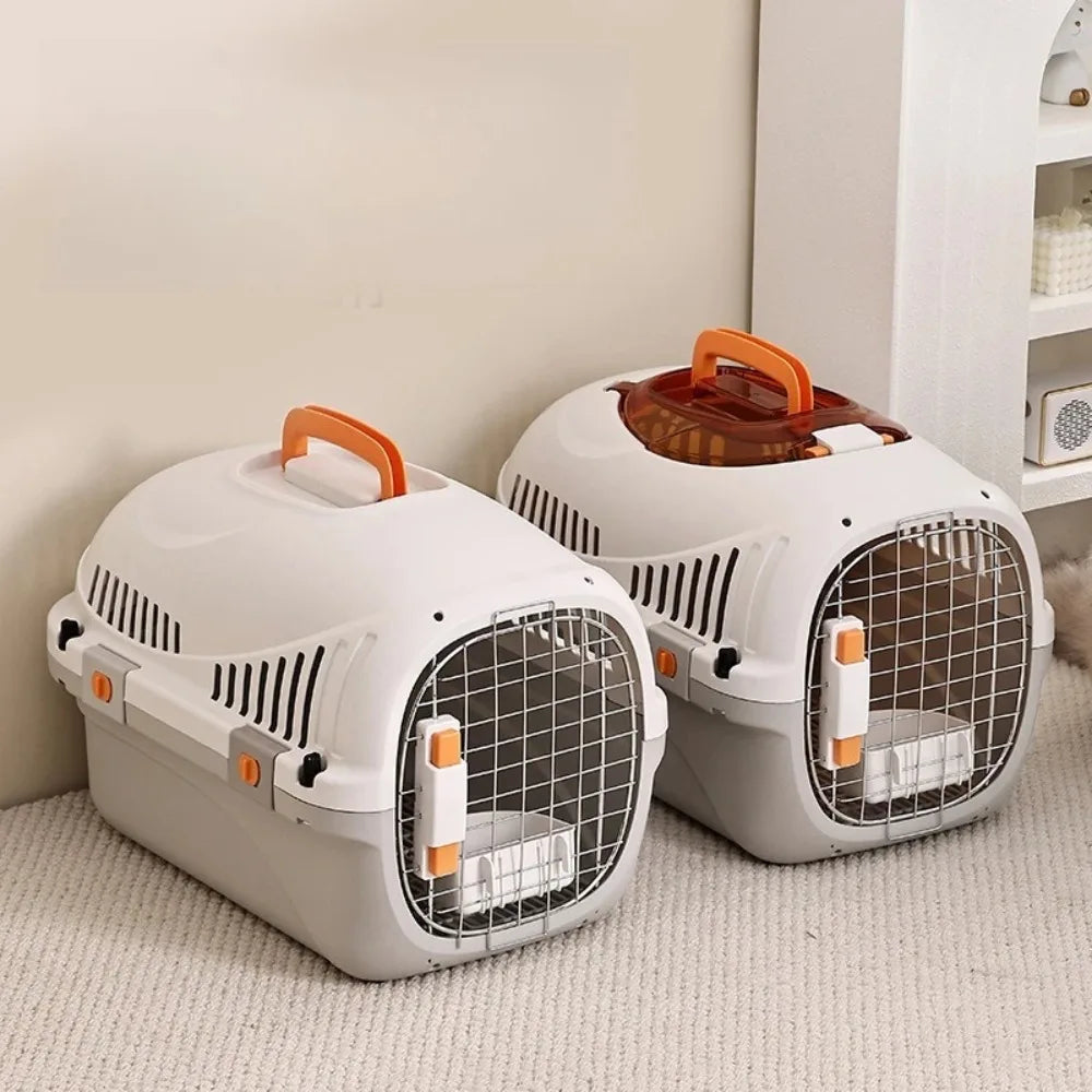 Airline-Approved Pet Travel Crate - Anti-Stress Carrier with Top Window