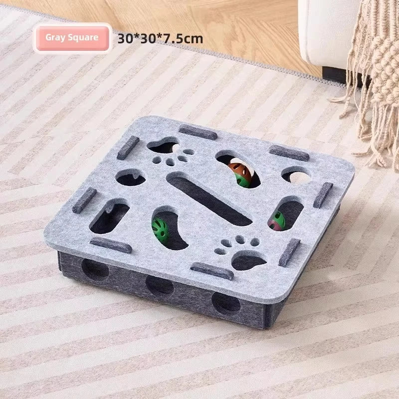 Felt Puzzle Box Cat Toy - Interactive Ball Hunting Game
