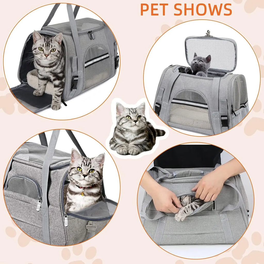 Soft Pet Carrier Bag - Airline Approved Travel Bag for Cats & Dogs up to 20 lbs