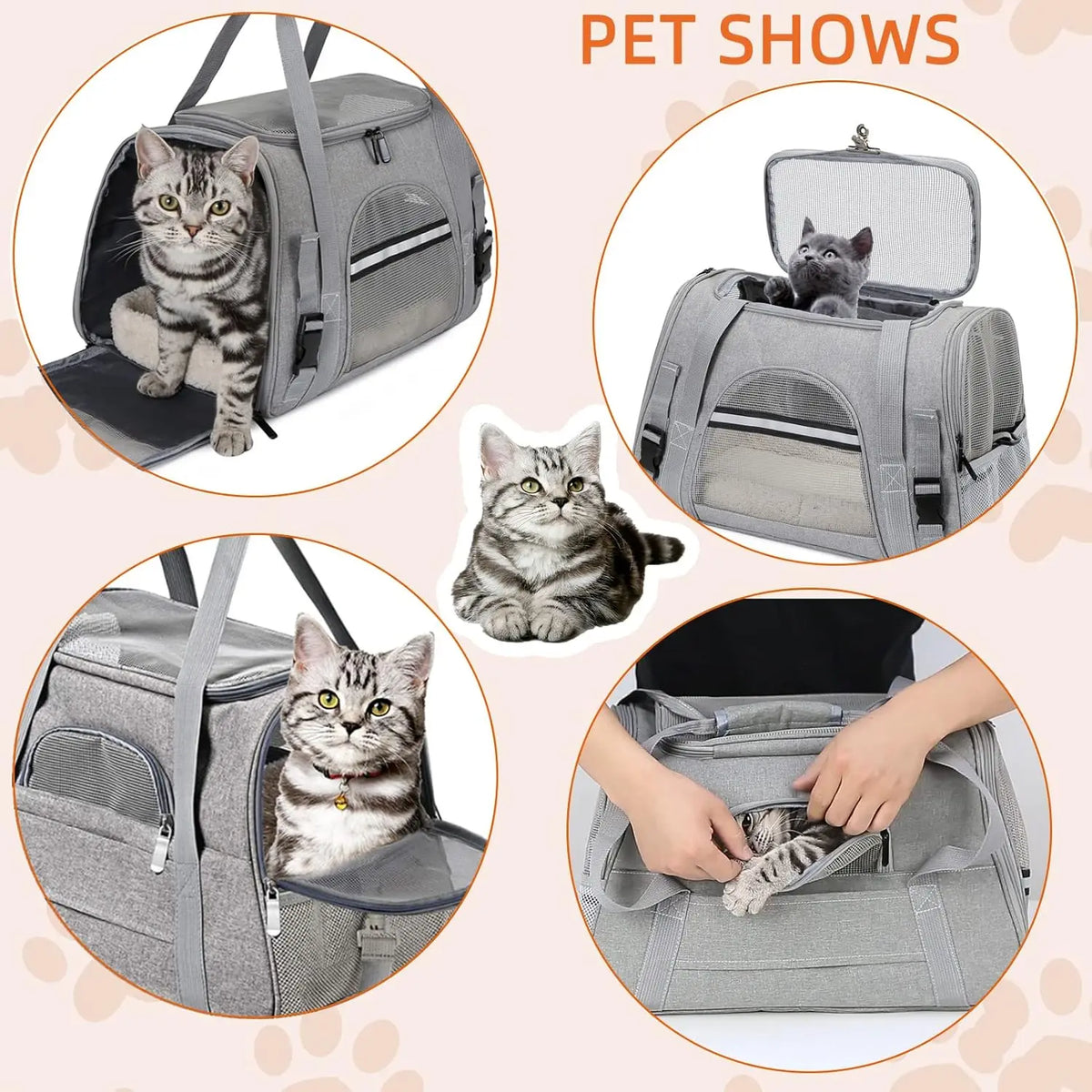 Soft Pet Carrier Bag - Airline Approved Travel Bag for Cats & Dogs up to 20 lbs