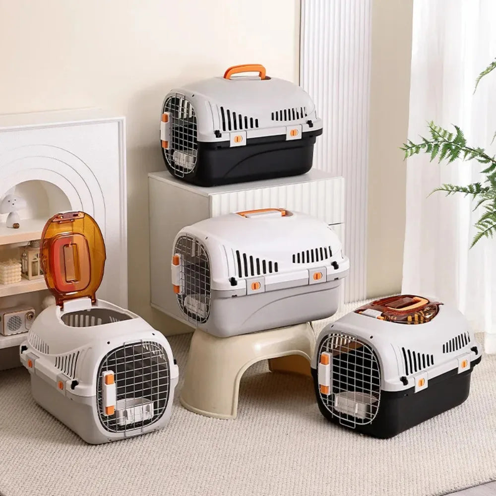 Airline-Approved Pet Travel Crate - Anti-Stress Carrier with Top Window