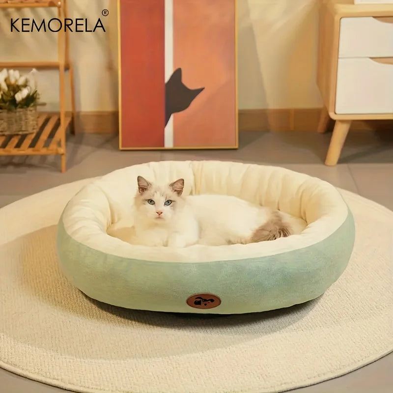Oval Snuggle Pet Bed - Plush Warm Bed for Cats & Small Dogs