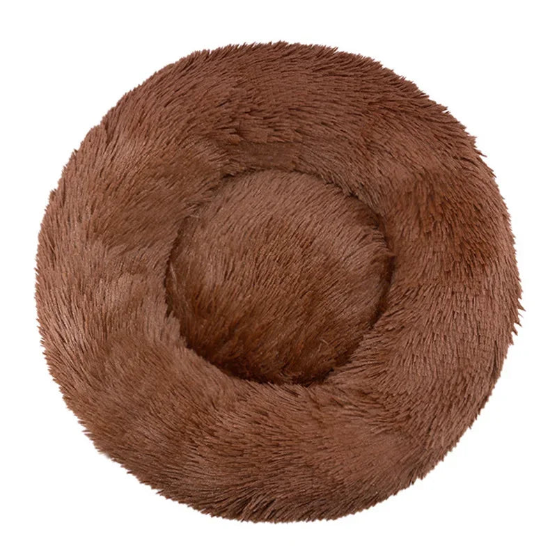 Round Plush Dog & Cat Bed House - Warm Winter Cave, 6 Sizes