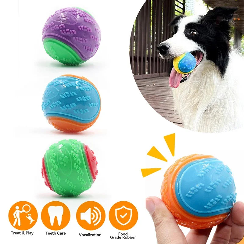 Soft TPR Squeaky Ball Toy - Teeth Cleaning & Bite Resistant Chew Toy for Dogs