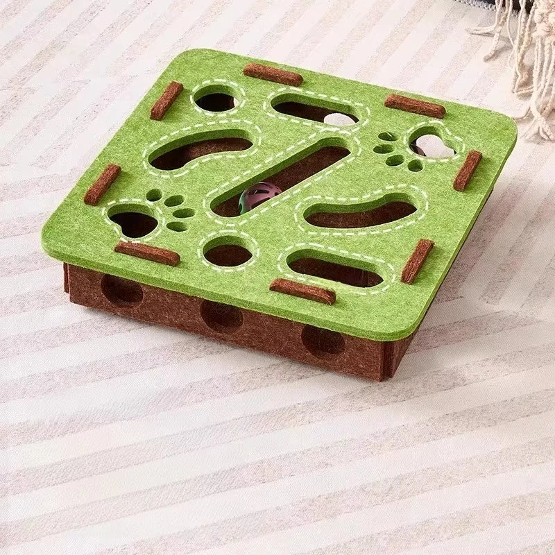 Felt Puzzle Box Cat Toy - Interactive Ball Hunting Game