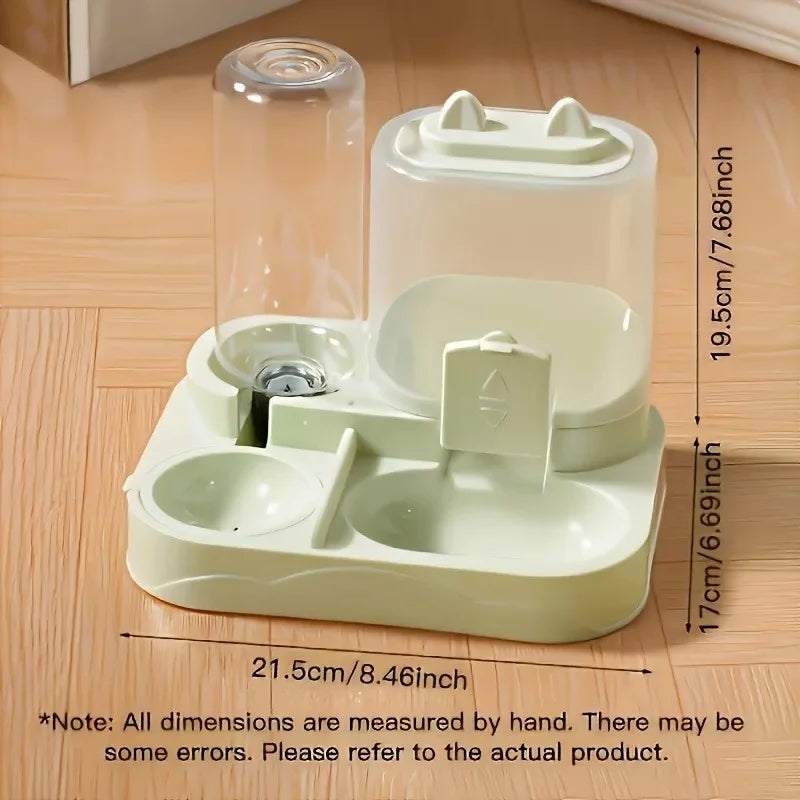 2-in-1 Large Capacity Cat Automatic Feeder, Water Dry Wet Separation Design No Battery Required - For Cats Small Dogs