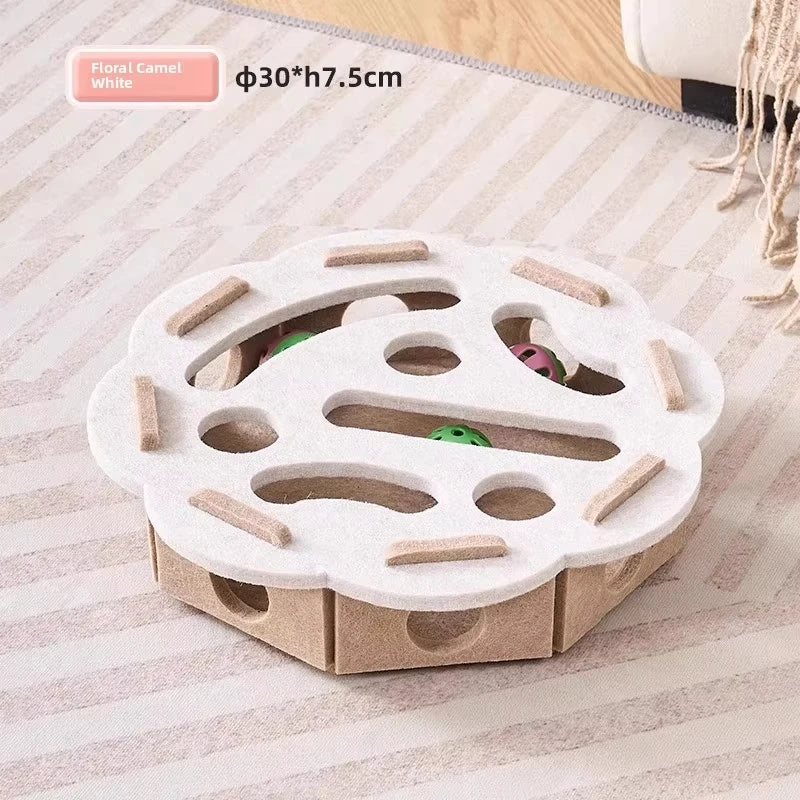 Felt Puzzle Box Cat Toy - Interactive Ball Hunting Game