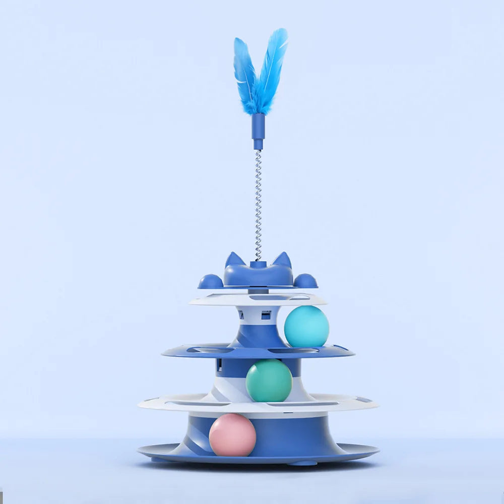 Interactive Turntable Cat Toy with Teaser Wand & Balls - Anti-Boredom Toy for Kittens & Cats