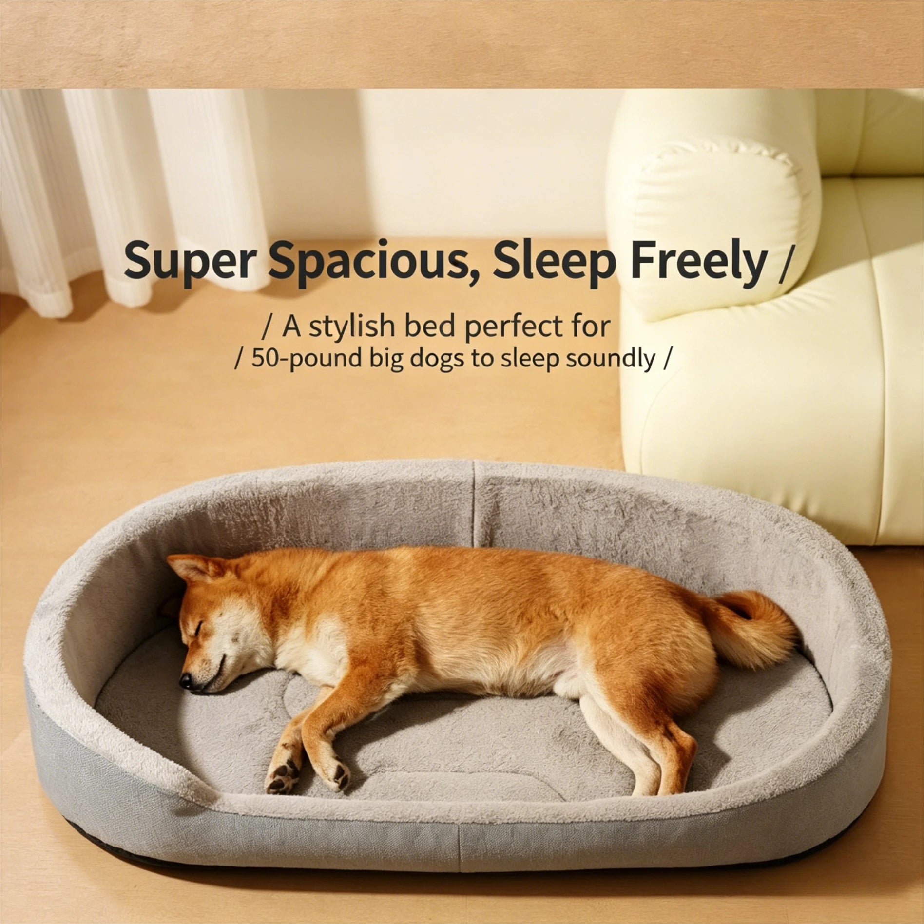 Medium Dog House Four Seasons Lychee Leather Pet Bed with Detachable Cushion