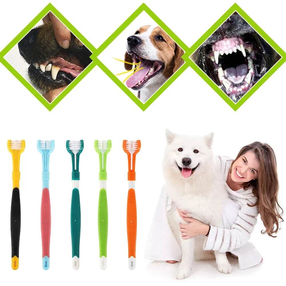 3-Sided Pet Toothbrush for Dental Care