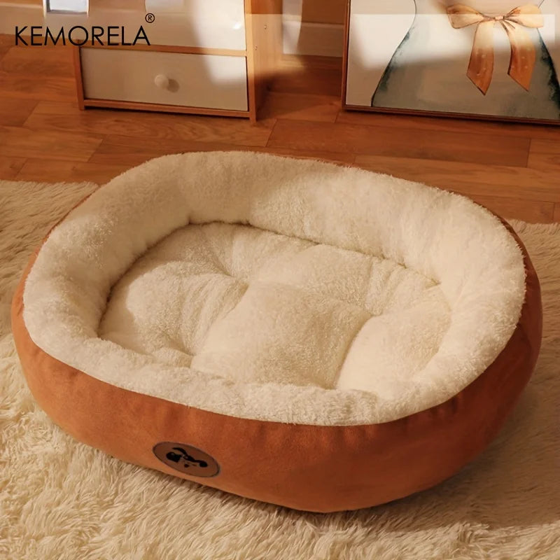 Oval Snuggle Pet Bed - Plush Warm Bed for Cats & Small Dogs