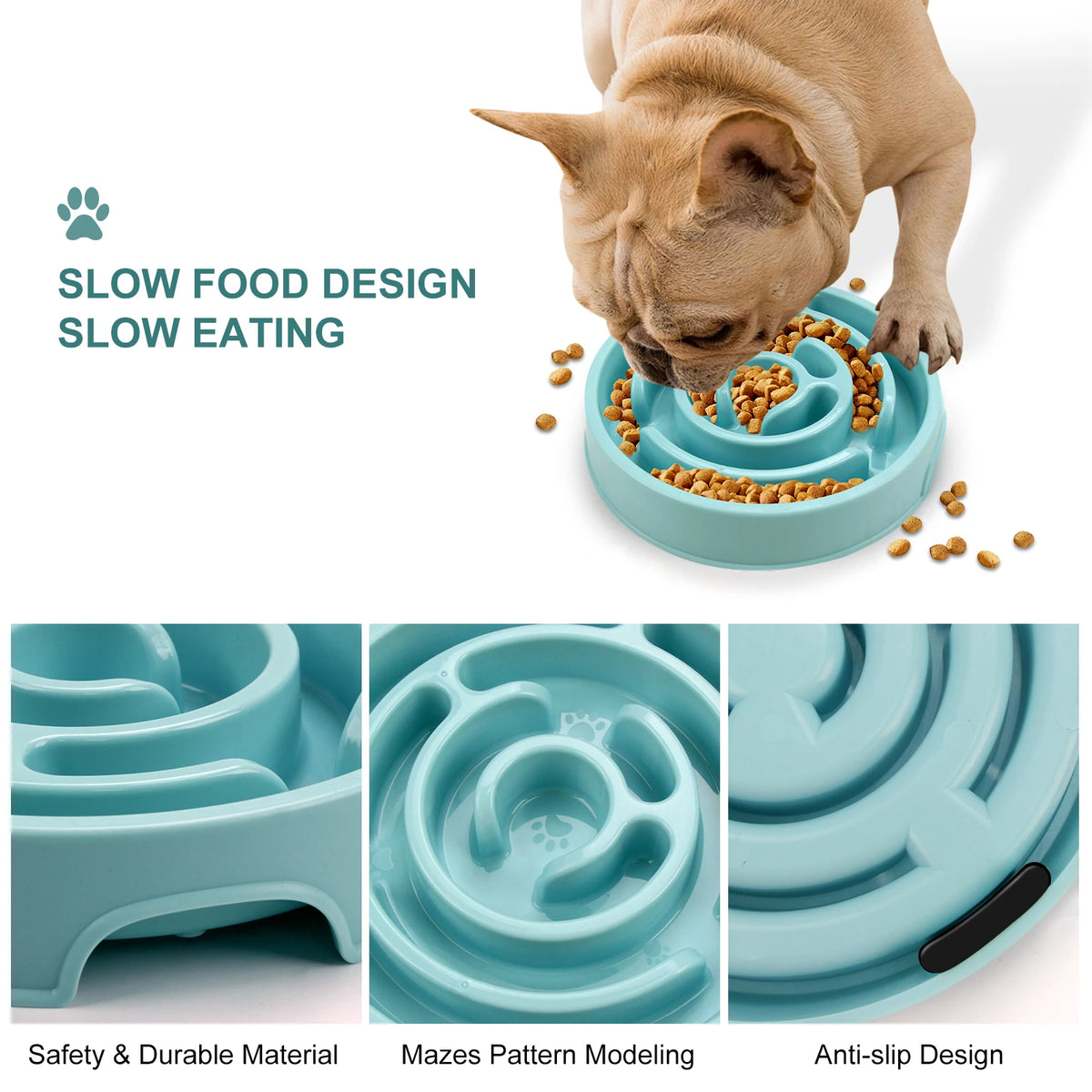 Fun Slow Feeder Puzzle Bowl for Dogs - Anti-Gulping, All Sizes