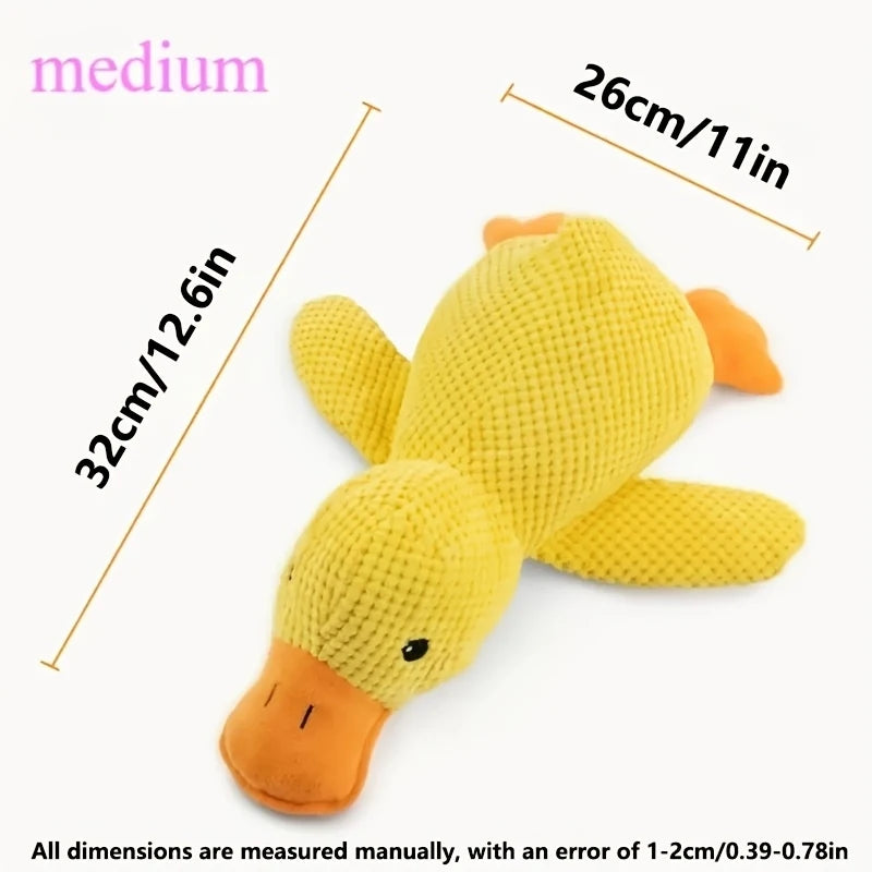 Yellow Duck Plush Dog Toy - Bite Resistant Squeaky Chew Toy for Small & Medium Dogs