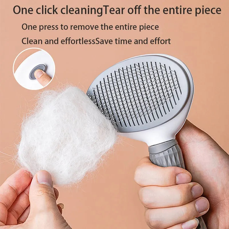 One-Click Pet Hair Remover Brush - Deshedding Comb for Dogs & Cats
