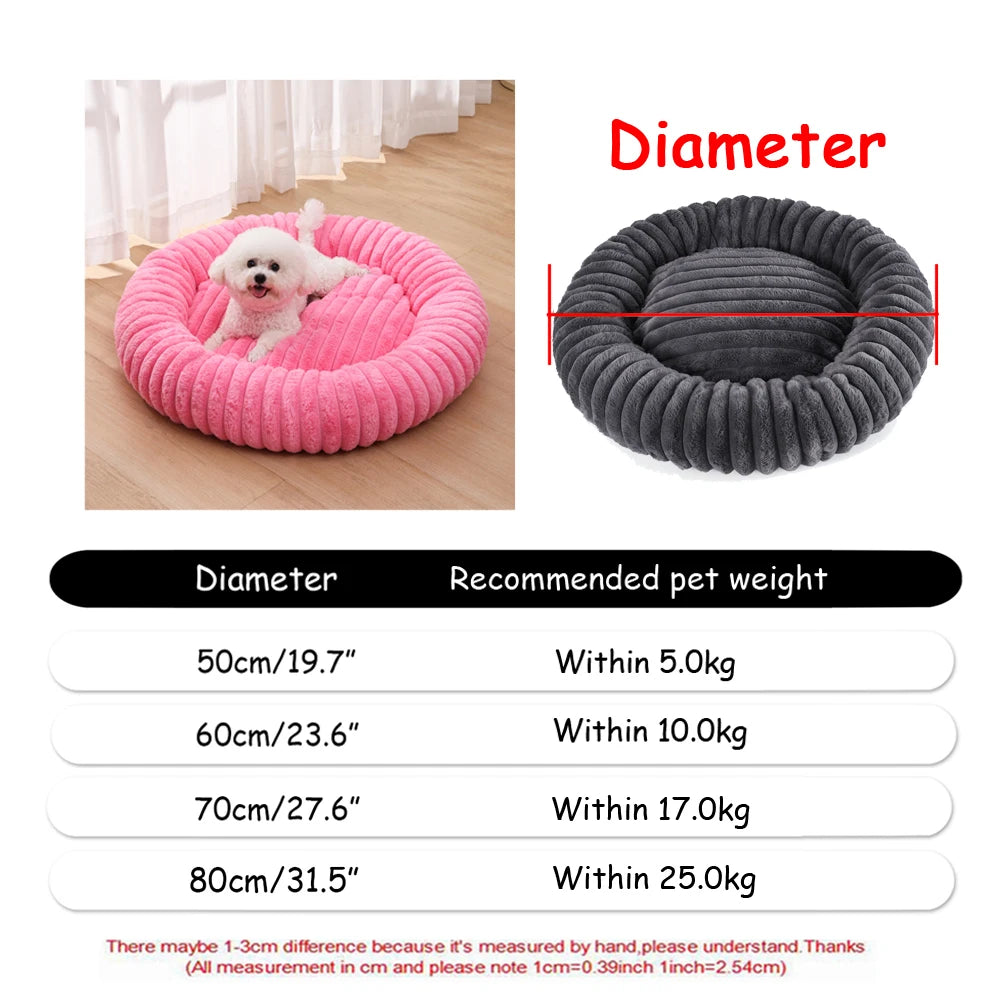 Round Plush Dog & Cat Bed House - Warm Winter Cave, 6 Sizes