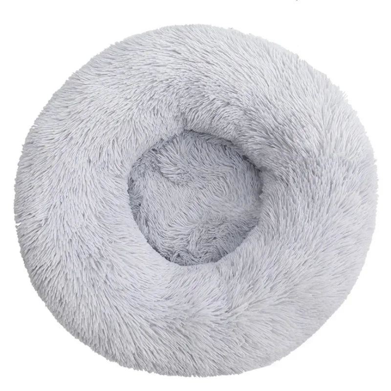 Round Plush Dog & Cat Bed House - Warm Winter Cave, 6 Sizes