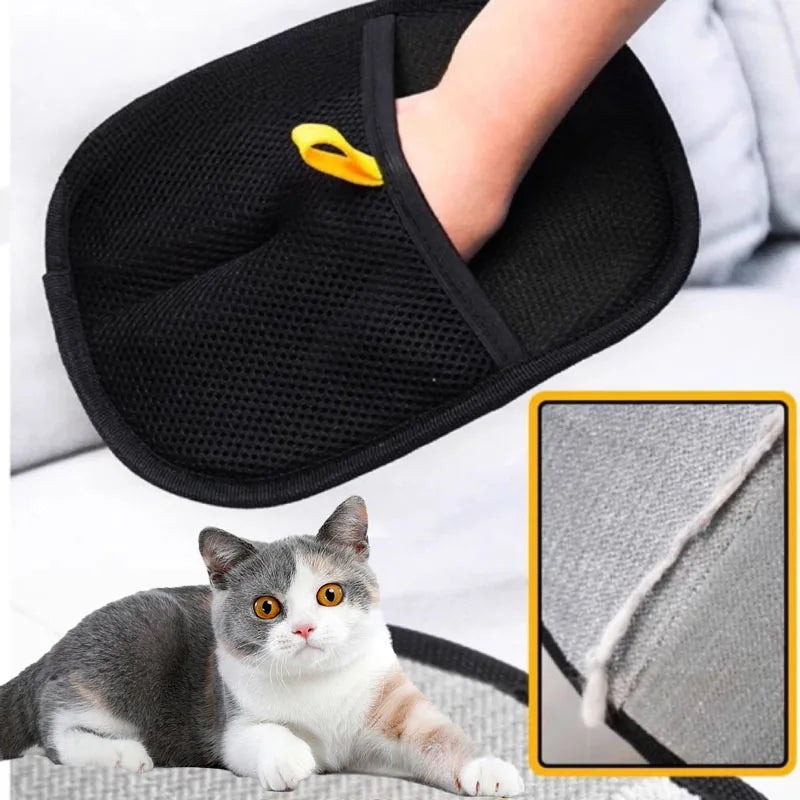Pet Grooming Gloves - Deshedding Hair Remover for Dogs & Cats