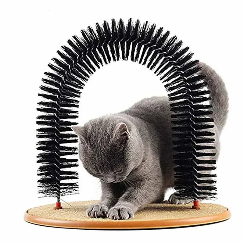 Cat Self-Groomer Arch - Corner Massage Brush with Scratch Pad
