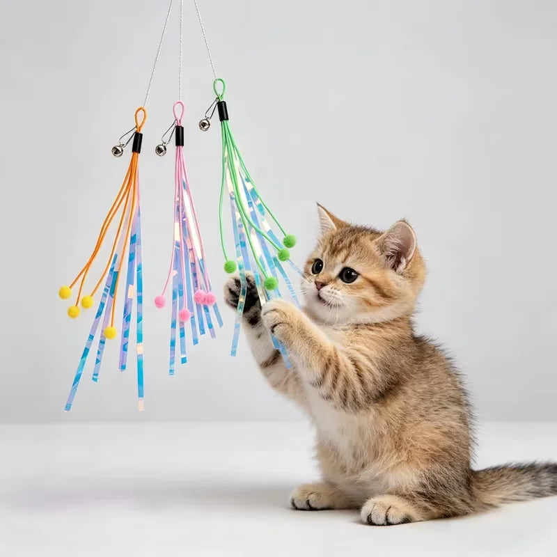 Crinkle Plush Cat Toy Set - Bell Balls & Crepe Paper, 2-Pack