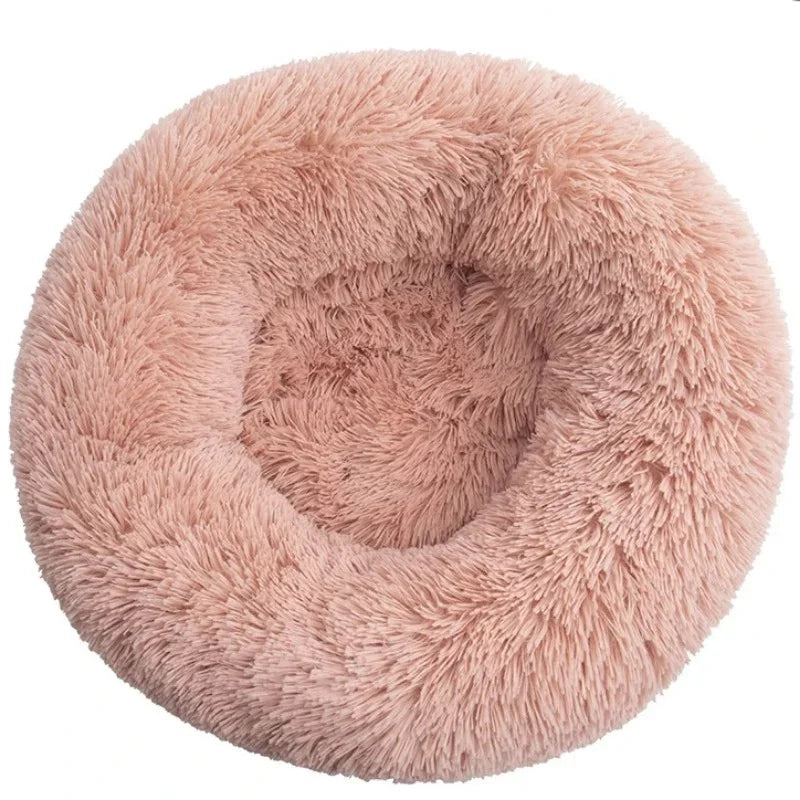Round Plush Dog & Cat Bed House - Warm Winter Cave, 6 Sizes