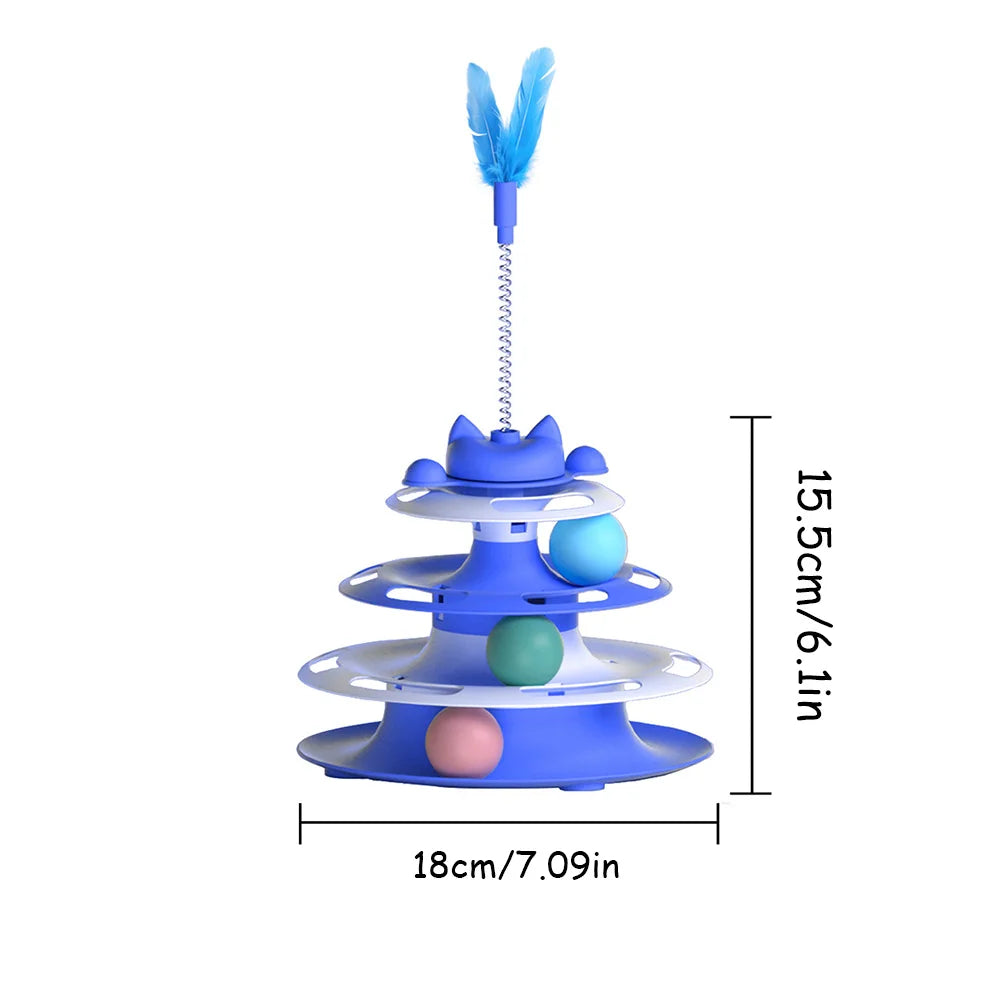 Interactive Turntable Cat Toy with Teaser Wand & Balls - Anti-Boredom Toy for Kittens & Cats