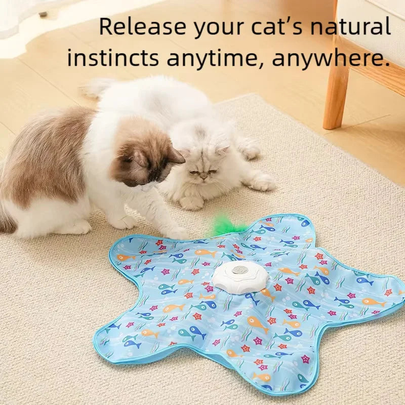 Interactive Cat Scratcher Carpet - Star-Shaped Hunting Toy with Teaser