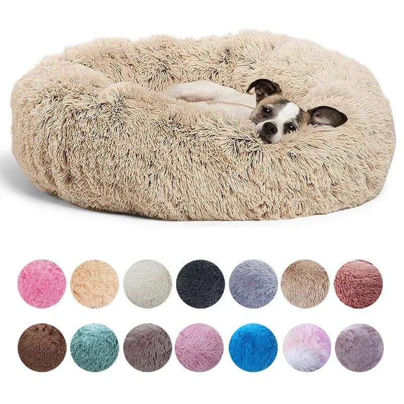 Round Plush Dog & Cat Bed House - Warm Winter Cave, 6 Sizes