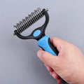 Double-Sided Pet Grooming Rake - Pro Shedding Brush for Dogs & Cats