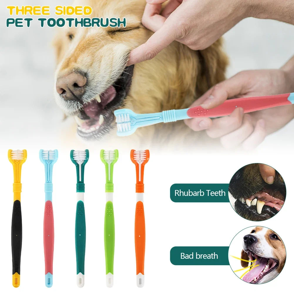 3-Sided Pet Toothbrush for Dental Care