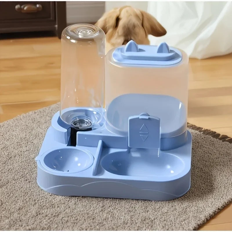 2-in-1 Large Capacity Cat Automatic Feeder, Water Dry Wet Separation Design No Battery Required - For Cats Small Dogs