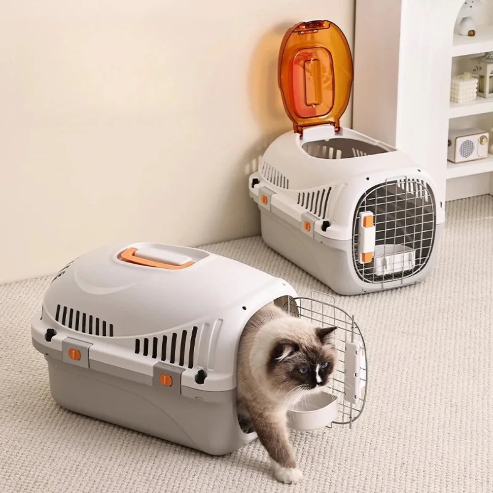 Airline-Approved Pet Travel Crate - Anti-Stress Carrier with Top Window
