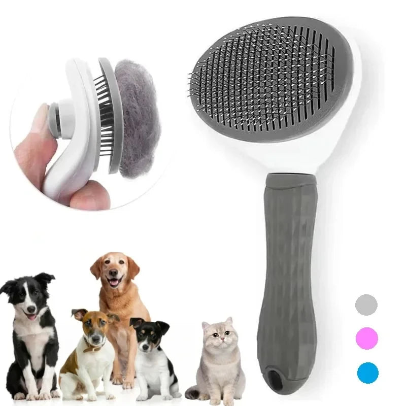 Self-Cleaning Pet Grooming Brush - Dematting Comb for Dogs & Cats