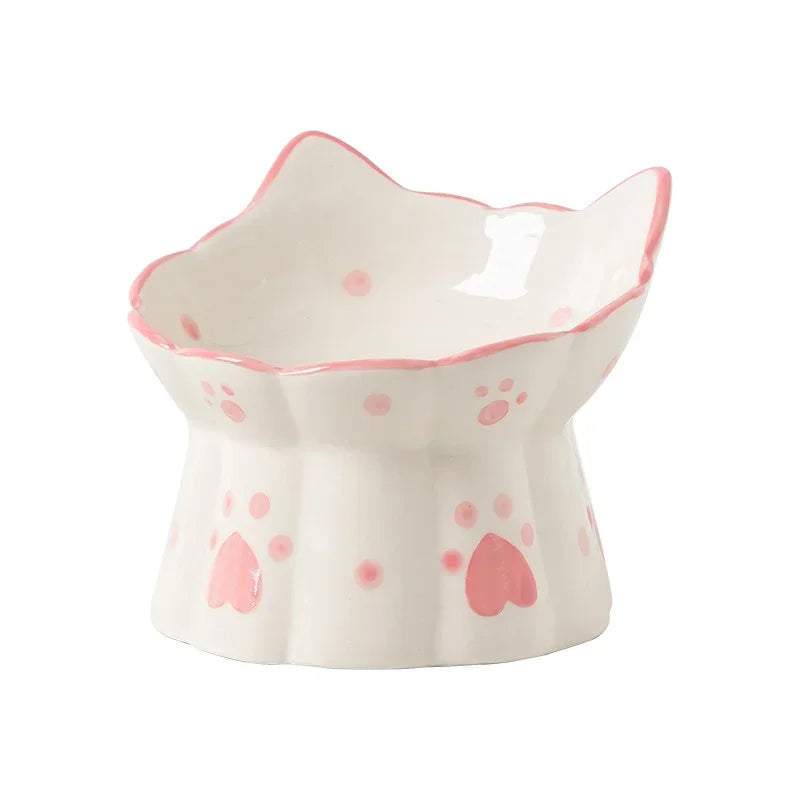 Elevated Ceramic Pet Food Bowl Set - Raised Feeder for Cats & Small Dogs